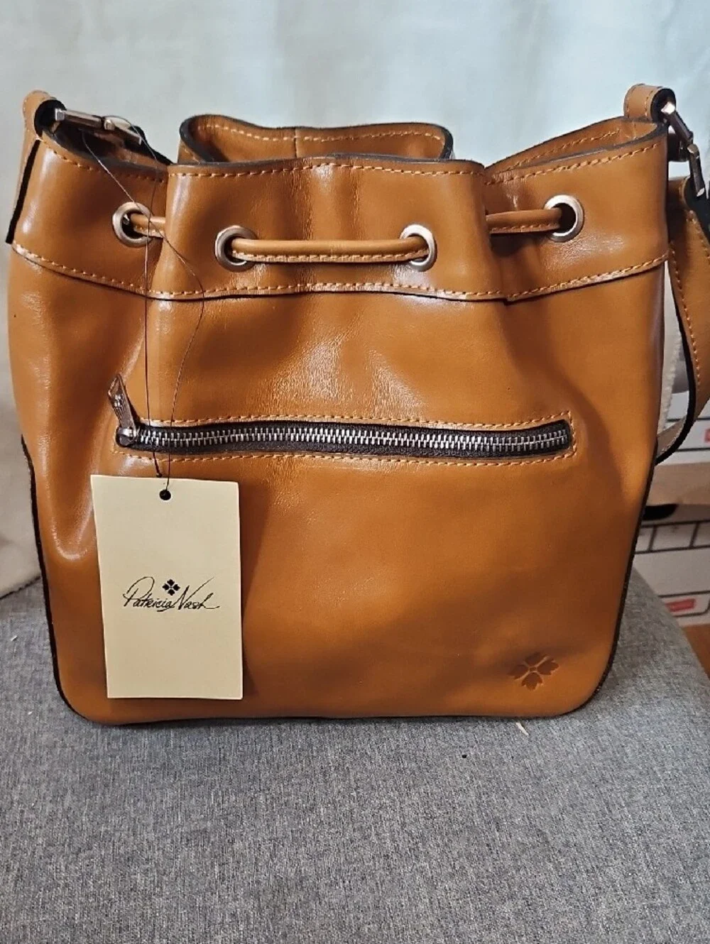 Patricia Nash Metallic Gold Woven Drawstring Hobo Bah NWT